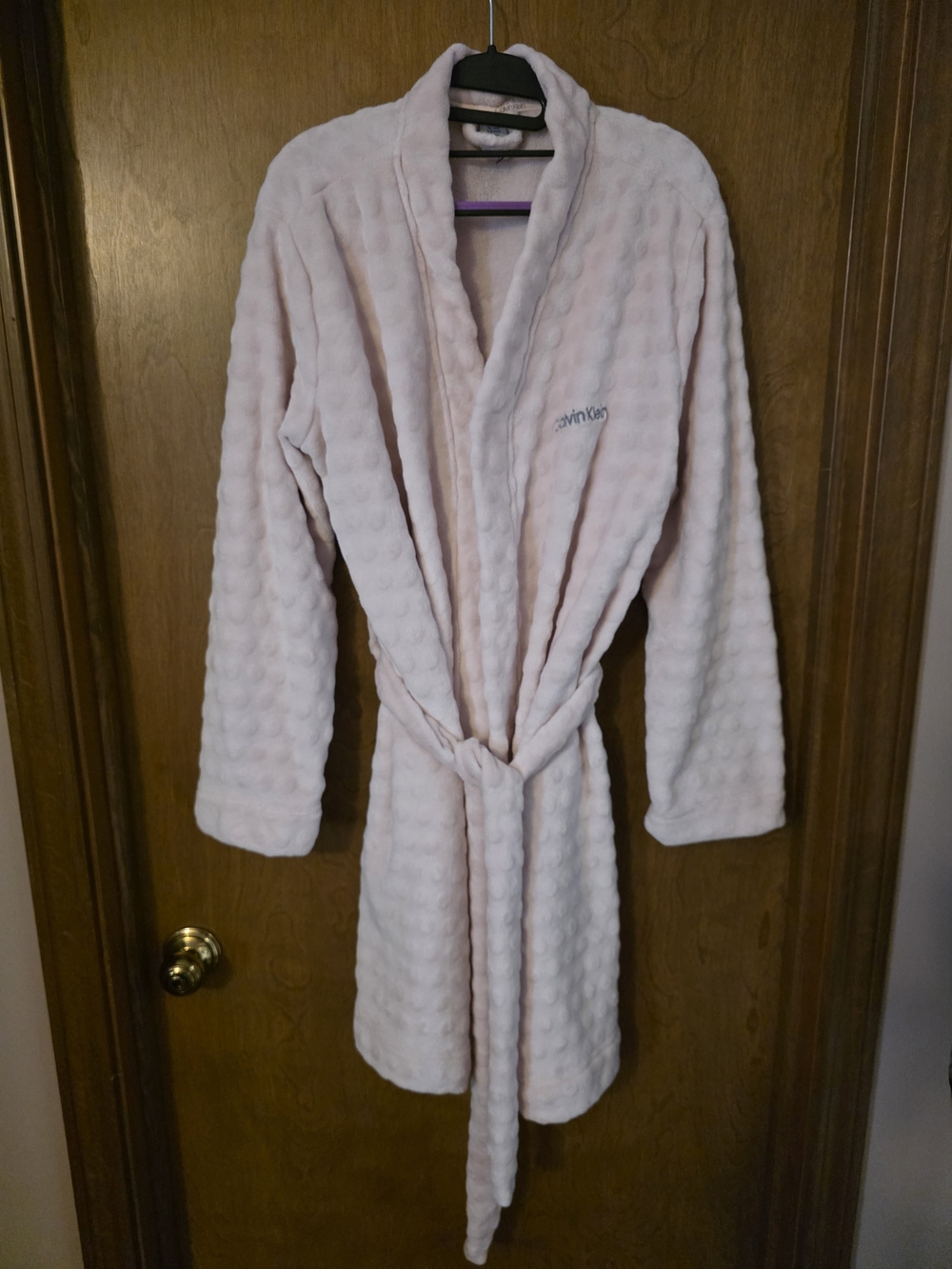 Calvin Klein Plush Dot Robe - Light Pink